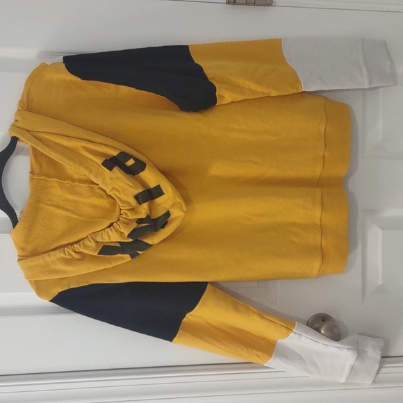 PINK Colorblock Black and Yellow Zip-Up Hoodie Size L - Picture 6 of 8